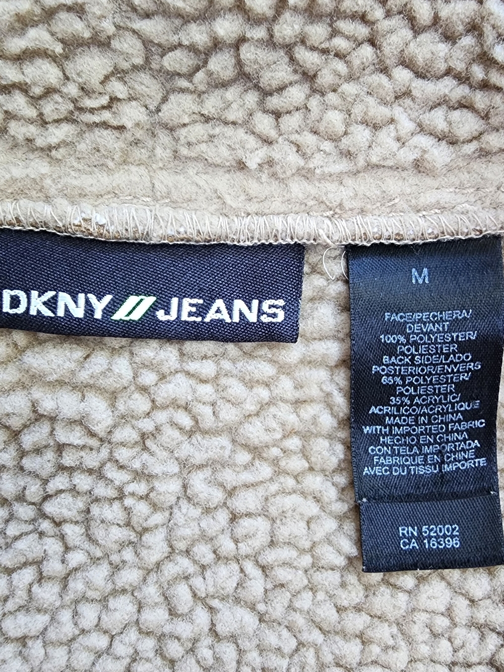 Vintage DKNY Faux Suede Shearling Toggle Duffle Coat Jacket Beige [M] - Picture 8 of 12